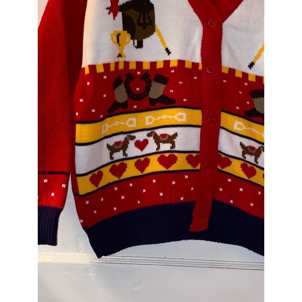 Kid's Youth Farm Clothes Cardigan Button Christmas Sweater Large 14 Israel Boots - Picture 2 of 5